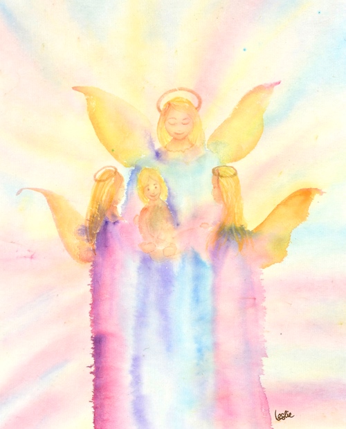 Picture of Angel Family Water Color Painting