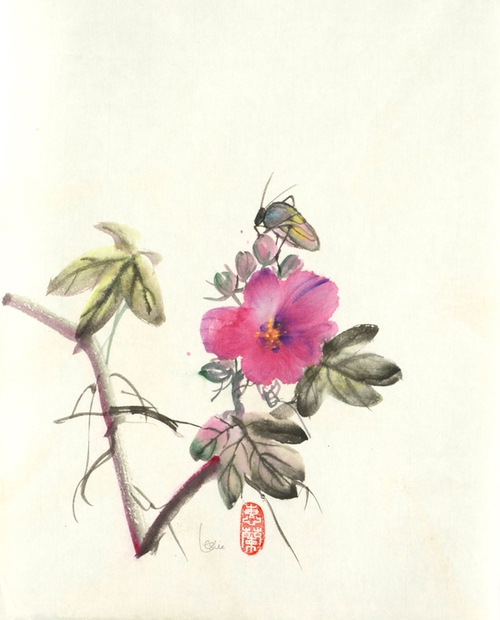 Picture of Pink Flower Water Color Painting
